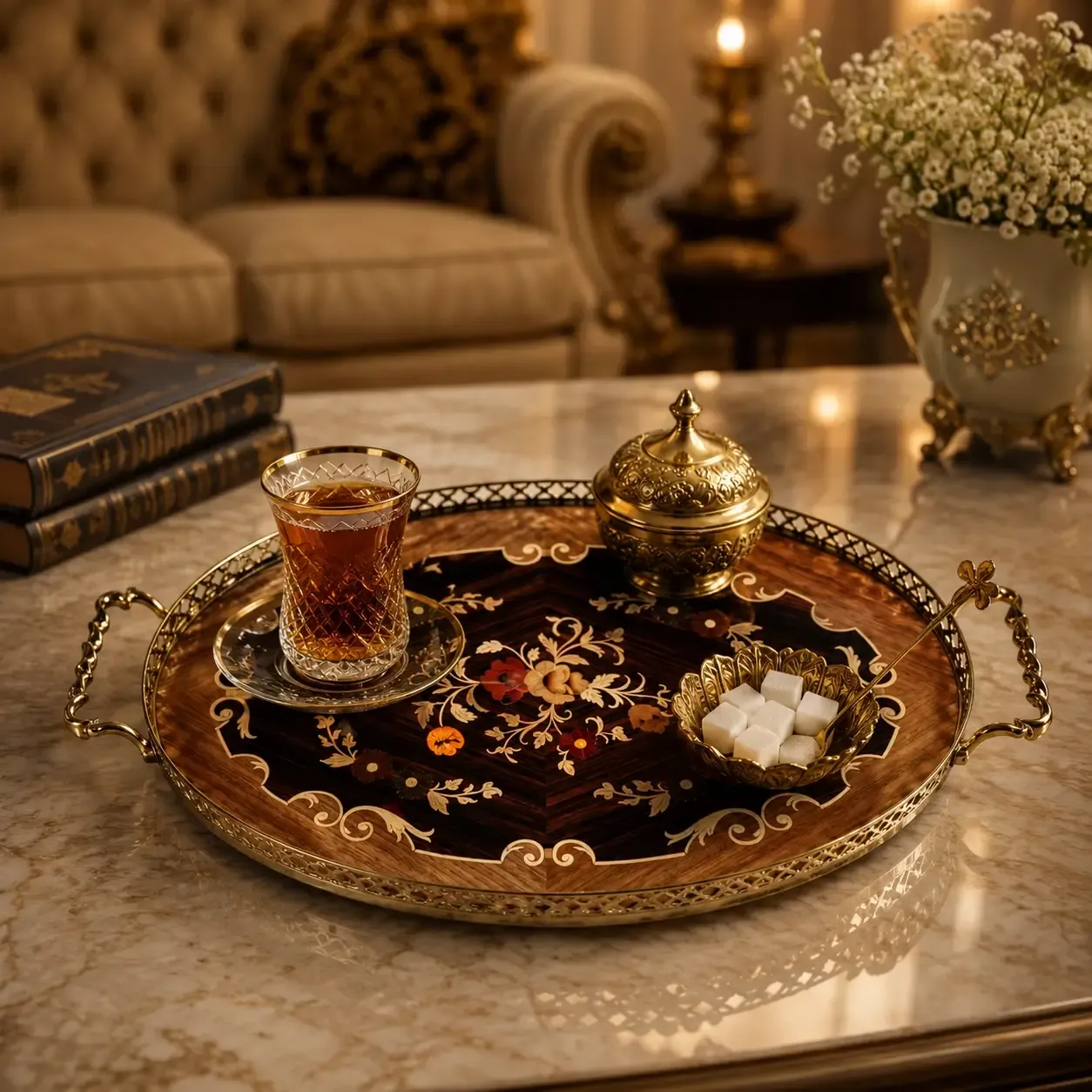 سینی چوبی، سینی معرق، سینی دکوراتیو، سینی پذیرایی، سینی چوبی معرق