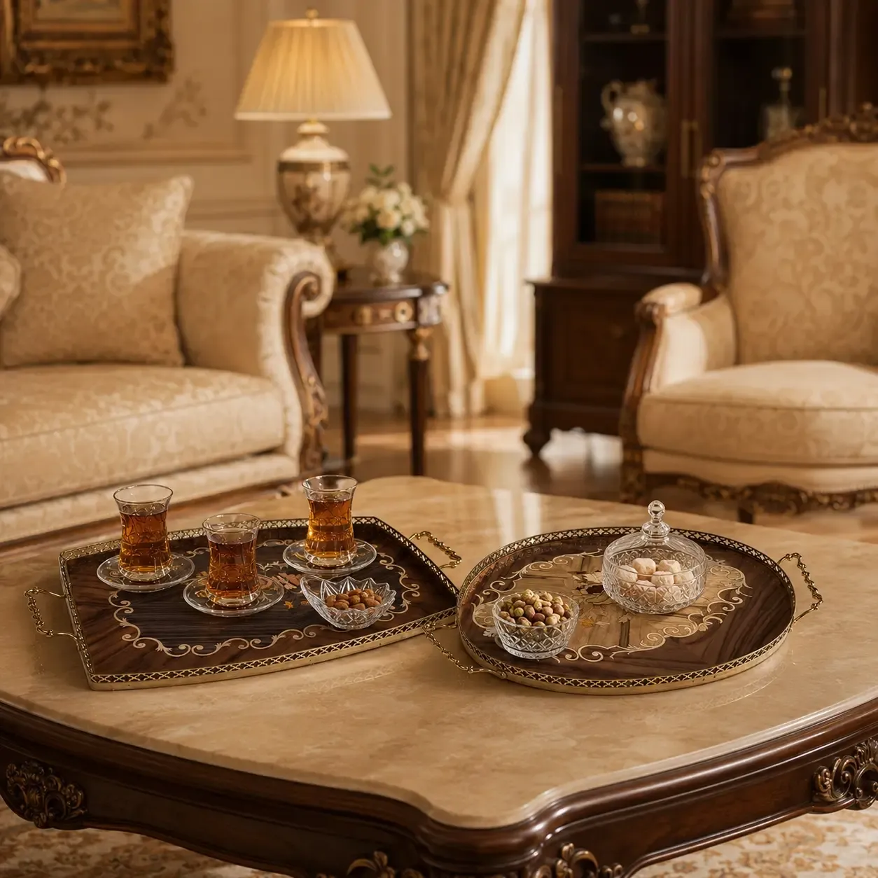 سینی چوبی، سینی چوبی معرق، سینی دست ساز، سینی معرق، سینی اِسمانتیک