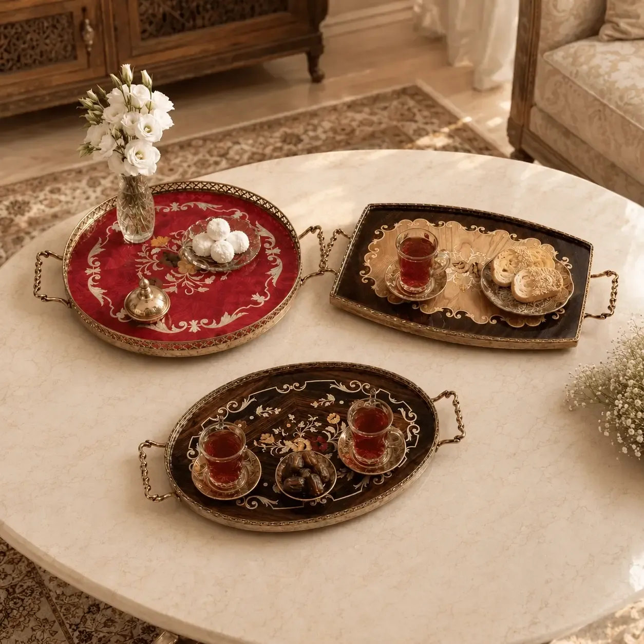 سینی چوبی، سینی چوبی معرق، سینی دست ساز، سینی معرق، سینی اِسمانتیک